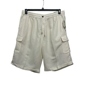 Cubavera Linen Blend Cargo Shorts In Bright White Size 2X Coastal NWT